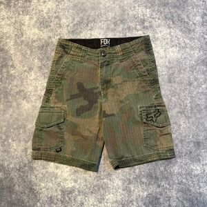 Fox Racing Kids Boys Camo Cargo Shorts Green Brown Size 7 Camouflage Motocross